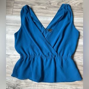 Banana Republic Flowy Wrap Peplum Blouse with a Deep V Tank Top in Blue Size S
